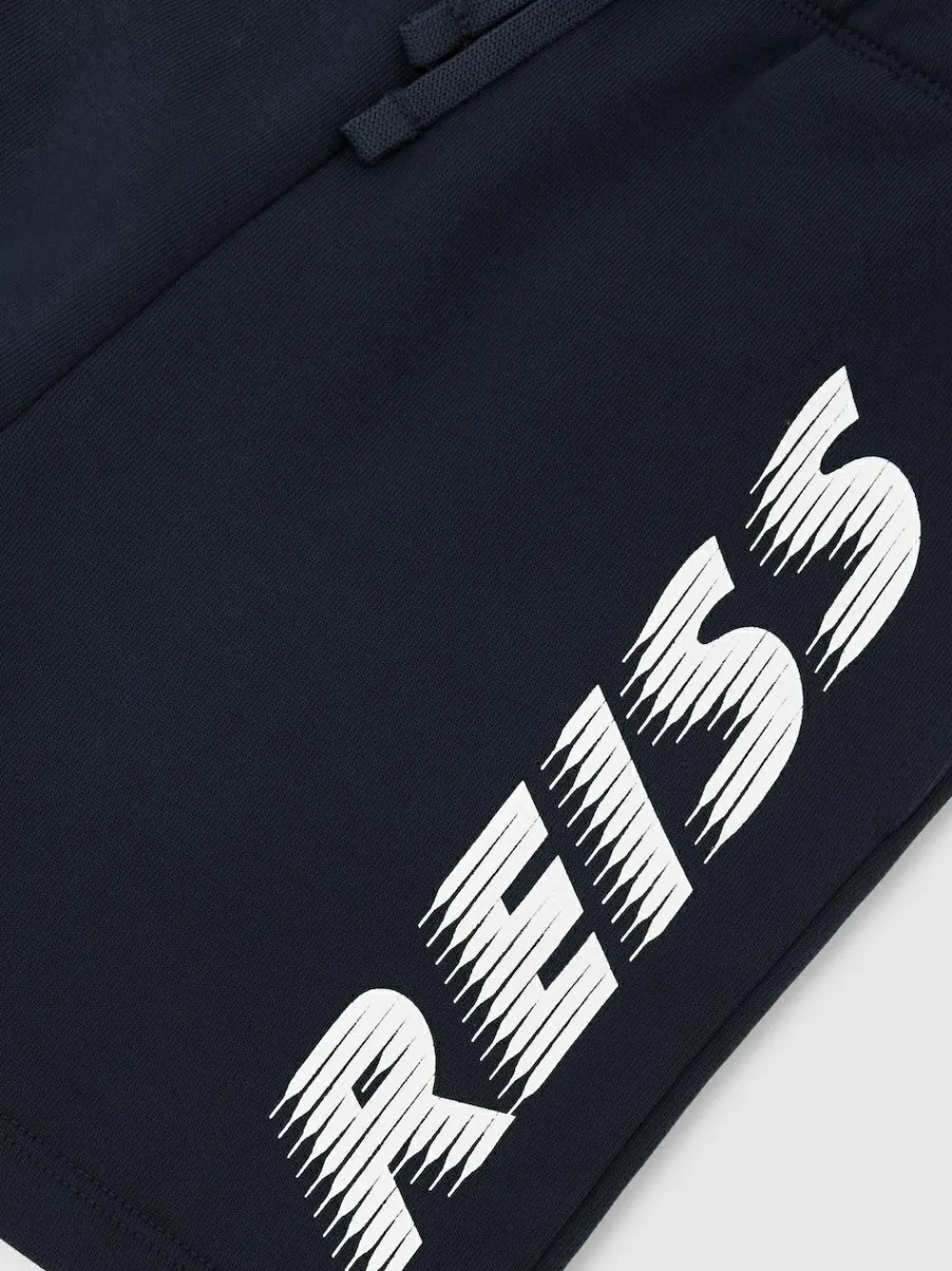 New Reiss Navy Terek 9-13 yrs Cotton Logo-Print Drawstring Shorts