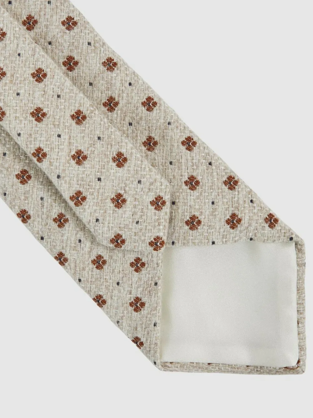 Online Reiss Tullio Wool-Silk Floral-Medallion Tie Oatmeal Melange