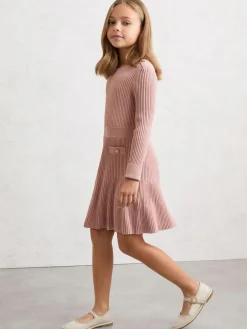 Hot Reiss Pink Charlotte 9-13 yrs Rib-Knit Skater Dress