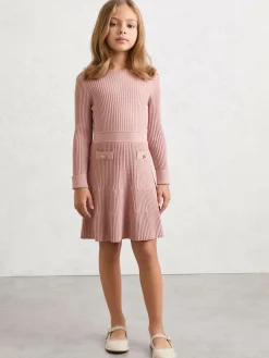 Hot Reiss Pink Charlotte 9-13 yrs Rib-Knit Skater Dress