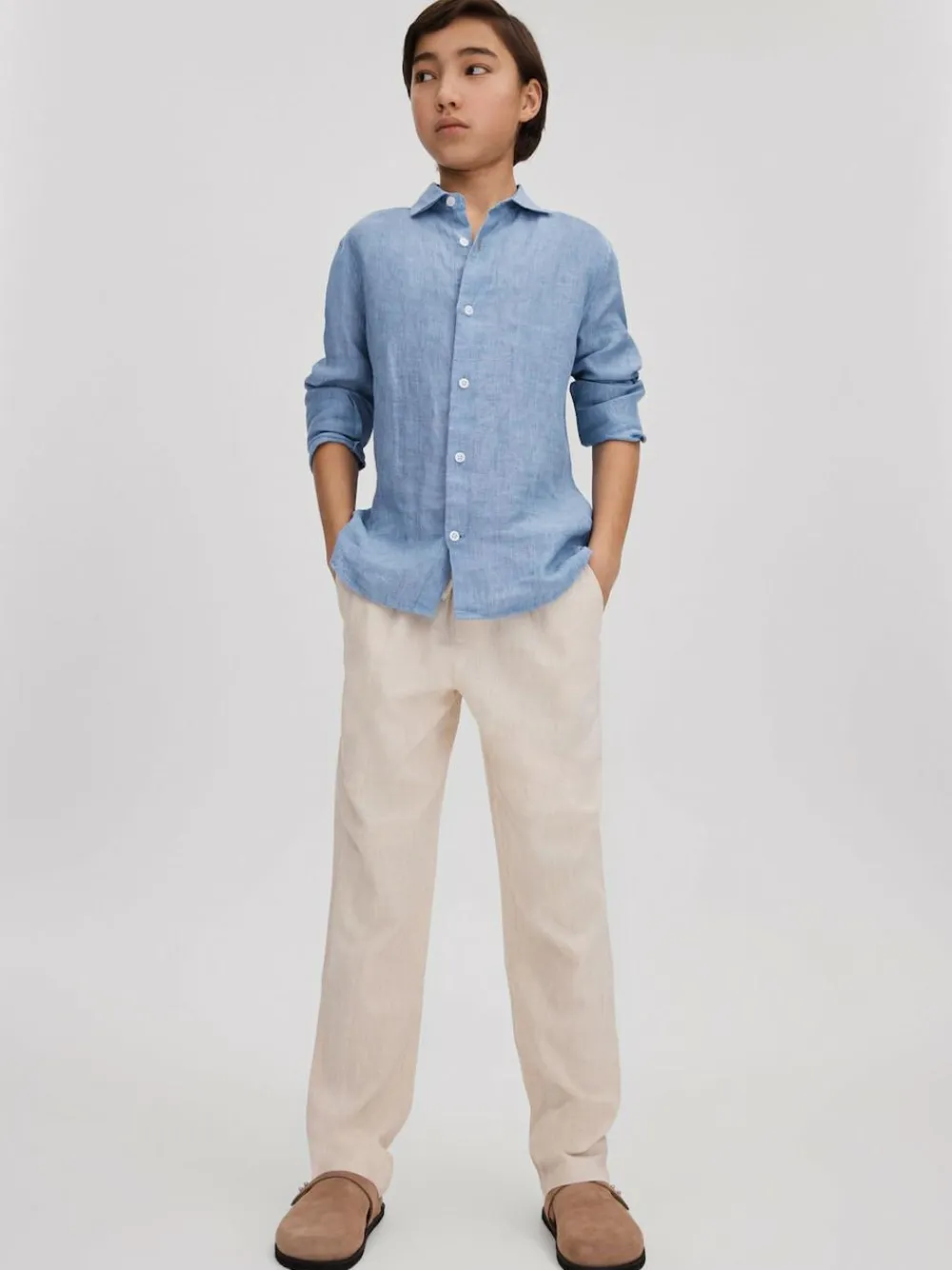 Reiss Ruban 3-9 yrs Linen Cutaway Collar Shirt^BOY Shirts