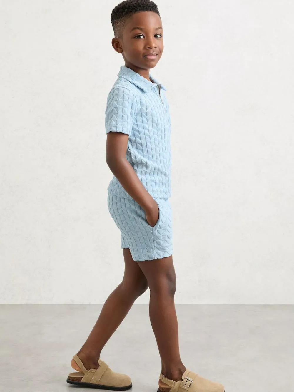 Hot Reiss Soft Blue Piro 9-13 yrs Textured Towelling Shorts