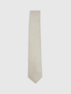 Clearance Reiss Ceremony Textured Silk Blend Tie Soft Champagne
