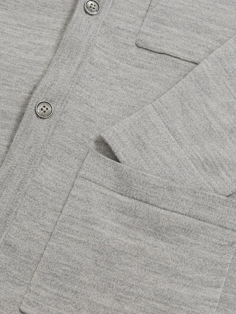 Outlet Reiss Munich Merino Wool Button-Through Shirt Soft Grey Mouline