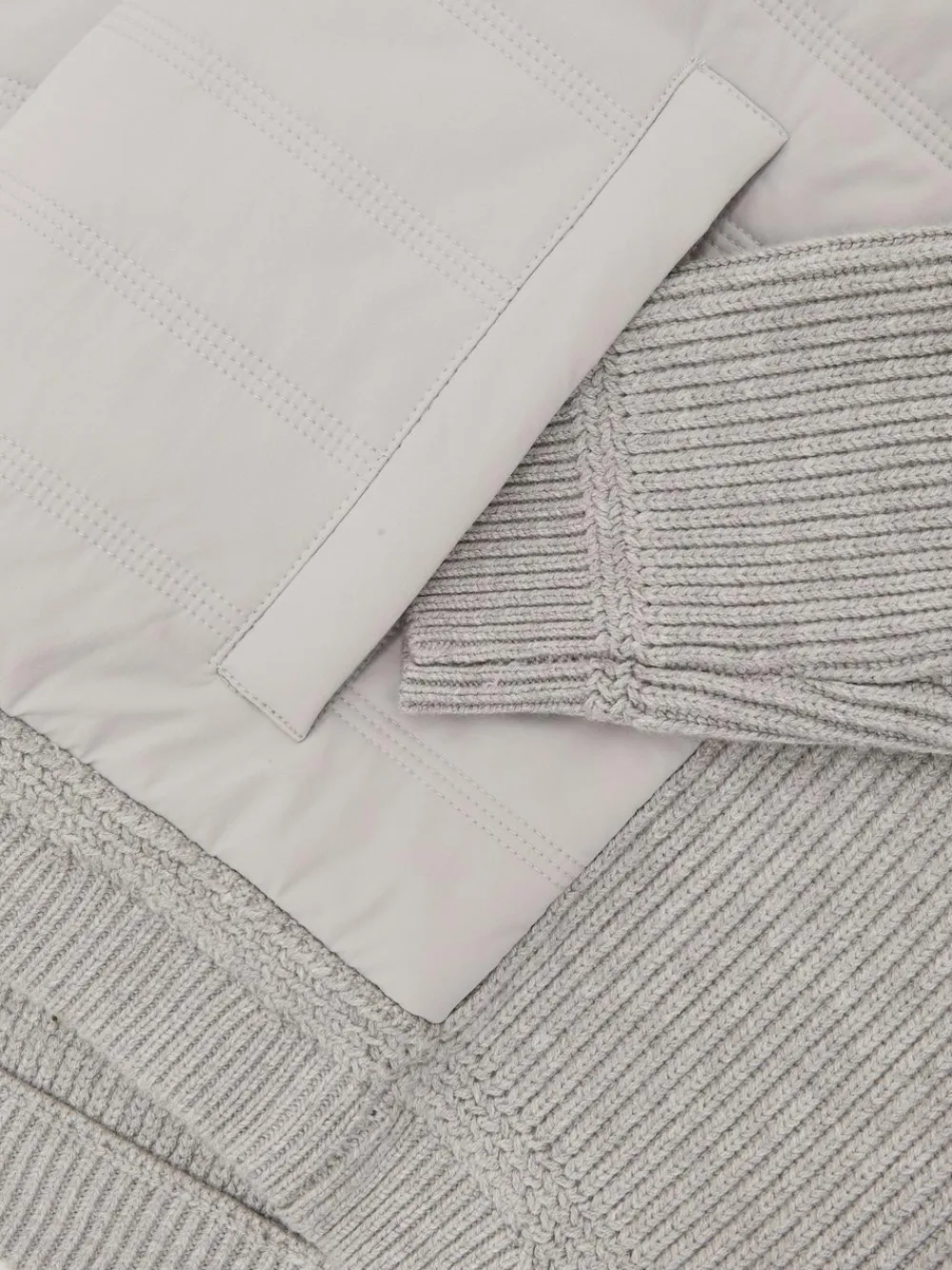 Sale Reiss Townsend Quilted Rib-Knit Funnel-Neck Jacket Soft Grey