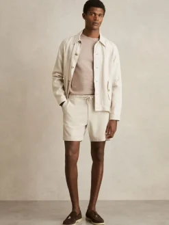 Best Reiss Newmark Textured Drawstring Shorts Stone