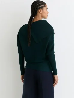 Best Reiss Lexi Rib-Knit Button Shawl Jumper Teal Blue