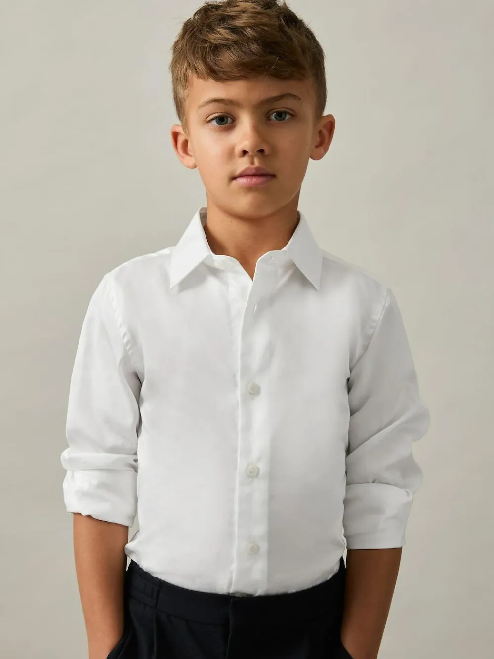 Reiss White Remote 4-9 yrs Slim-Fit Cotton Shirt^BOY Shirts