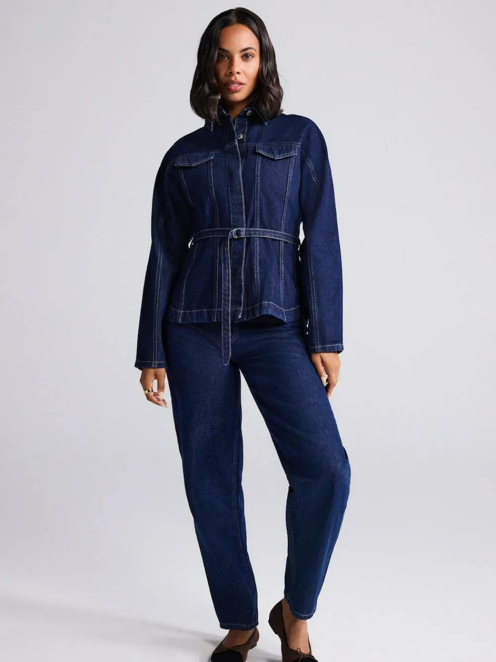 Online Next Barrel Leg Jeans Rinse Blue