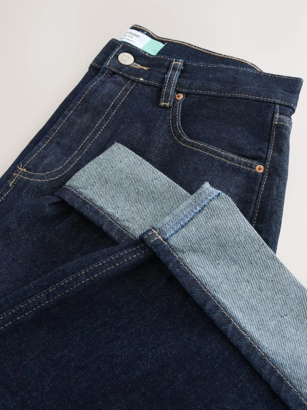 New Next Boyfriend Turn Up Jeans Rinse Blue