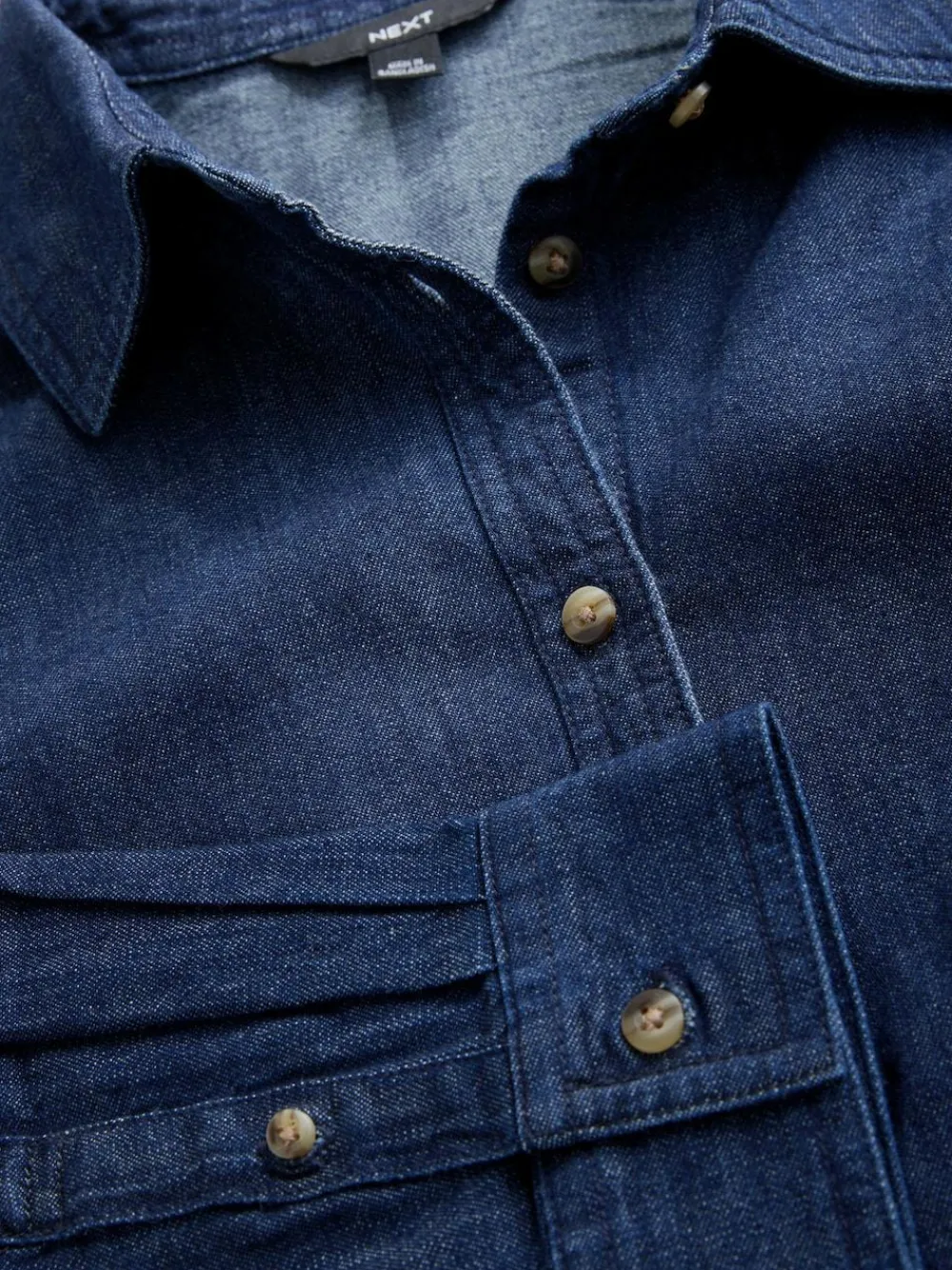Sale Next Cinch Waist Fitted Long Sleeve Denim Shirt Rinse Blue