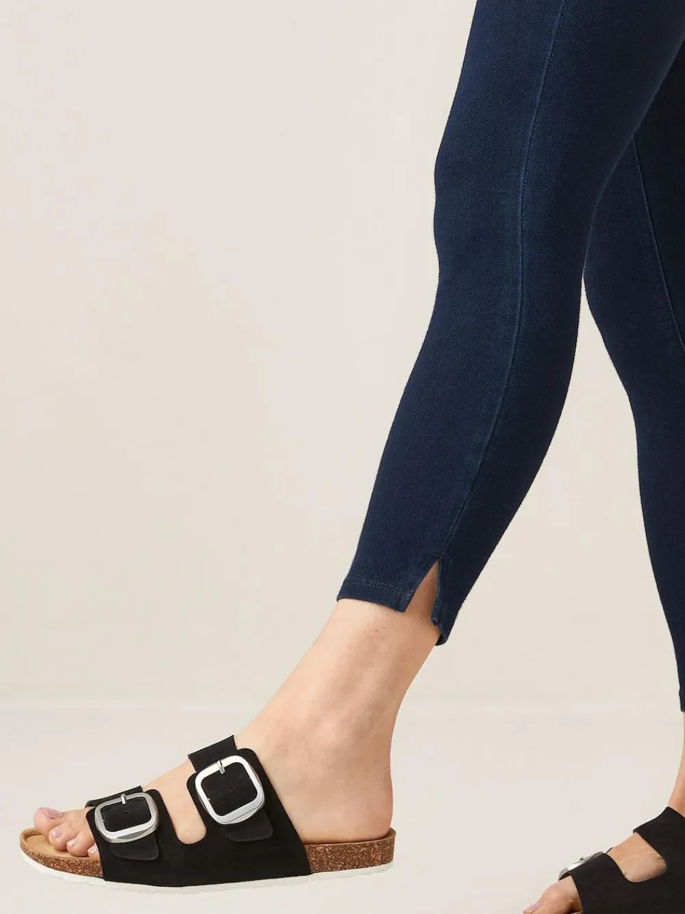 Next Rinse Blue Cropped Denim Jersey Leggings