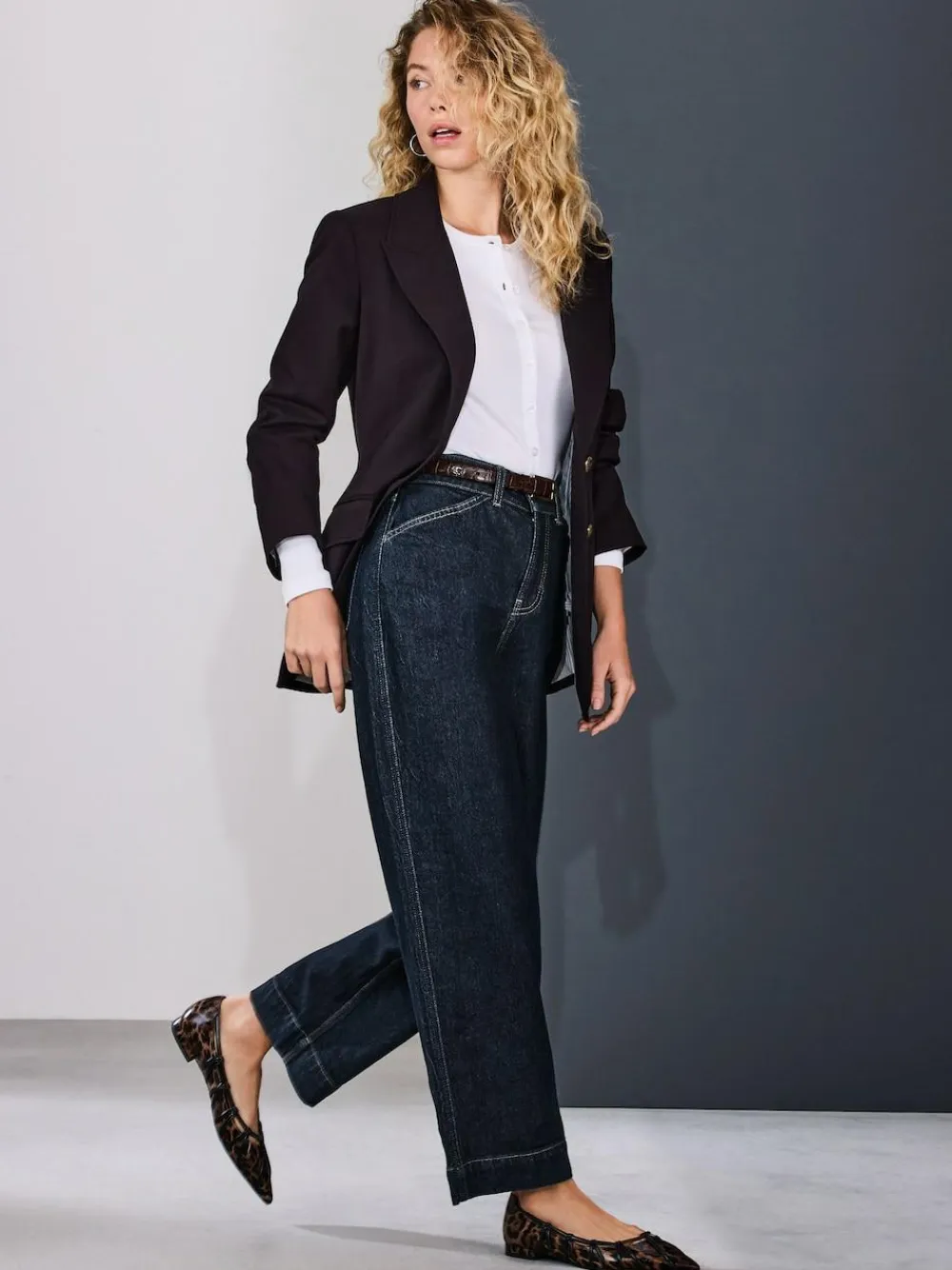 Clearance Next Wide Leg Barrel Denim Jeans Rinse Blue