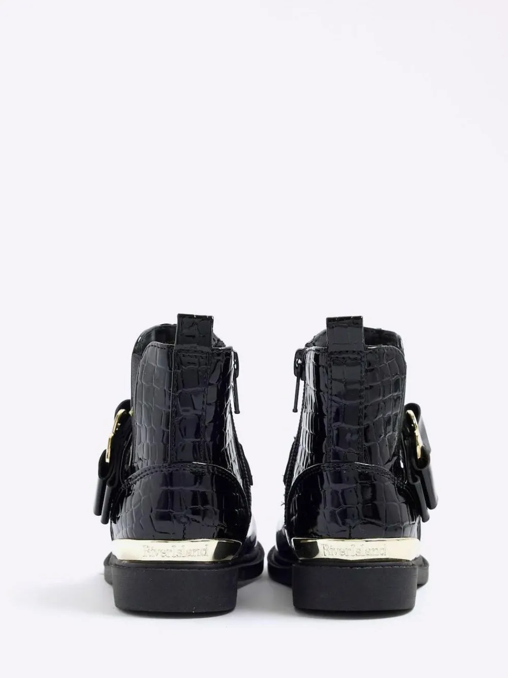 River Island Black Patent Heart Bow Chelsea Boots^ Baby Boots|Boots