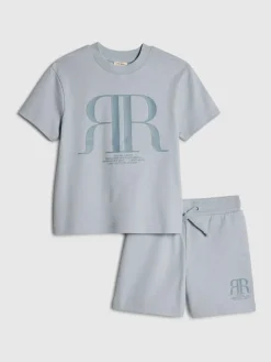 River Island Blue RR T-Shirt & Short Sets^ Shorts