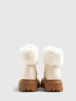 River Island Cream Lace Up Hiker Boots^ Boots & Wellies
