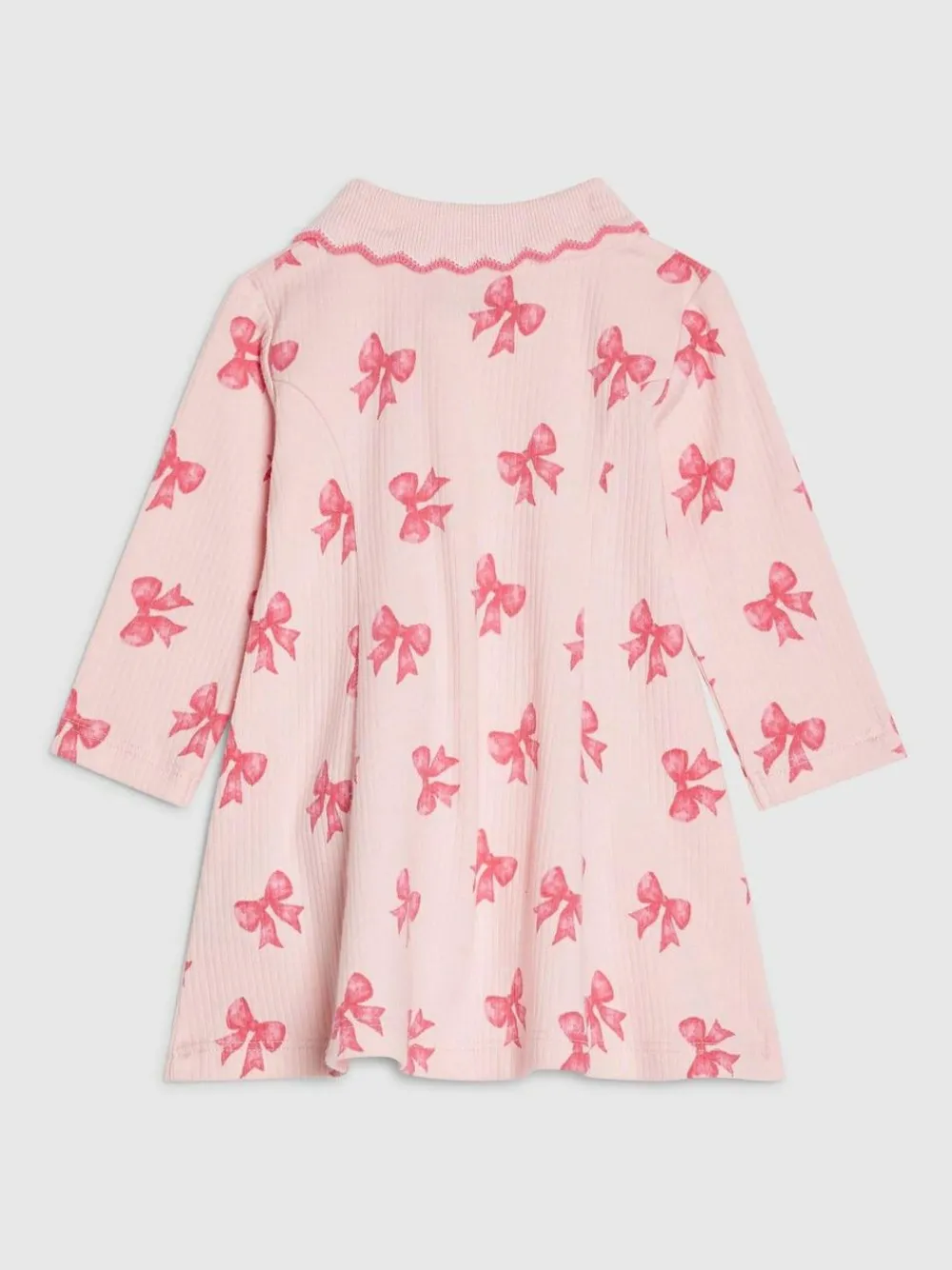 Discount River Island Pink Long Sleeve Bow Collar Rib Dress