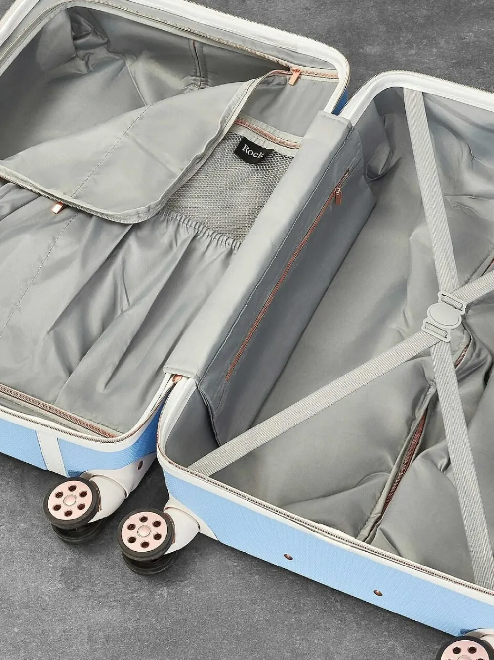 Sale Rock Luggage Vintage Cabin Suitcase Blue