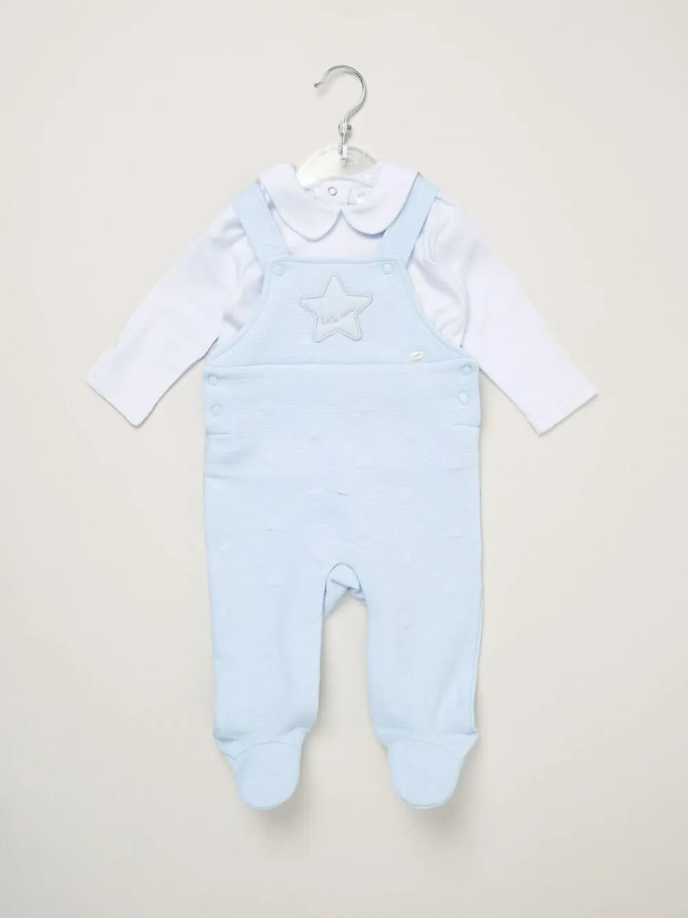New Rock-A-Bye Baby Boutique Blue Baby Quilted Dungarees and T-Shirt Set