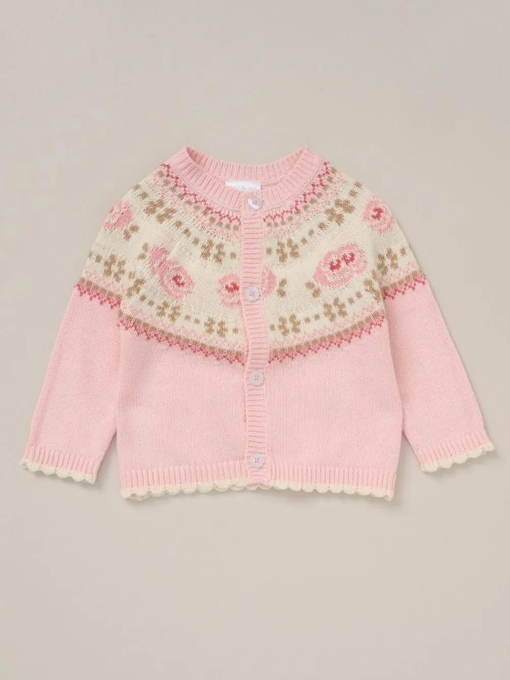 Rock-A-Bye Baby Boutique Pink True Knit Fairisle Pattern Cardigan And Trousers Outfit Set^ Knitwear & Sweaters|Knitwear