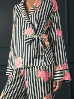 Rockett St George Black/White Flower Power Tie Side Pyjamas