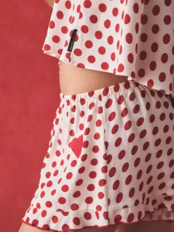 New Rockett St George Red/White Polka Dot Heart Cami Shorts Set Pyjamas