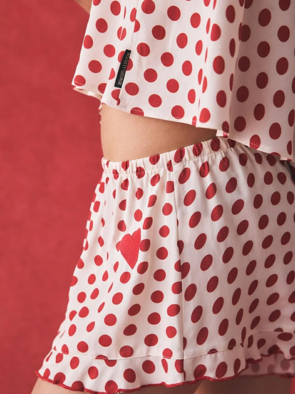 New Rockett St George Red/White Polka Dot Heart Cami Shorts Set Pyjamas