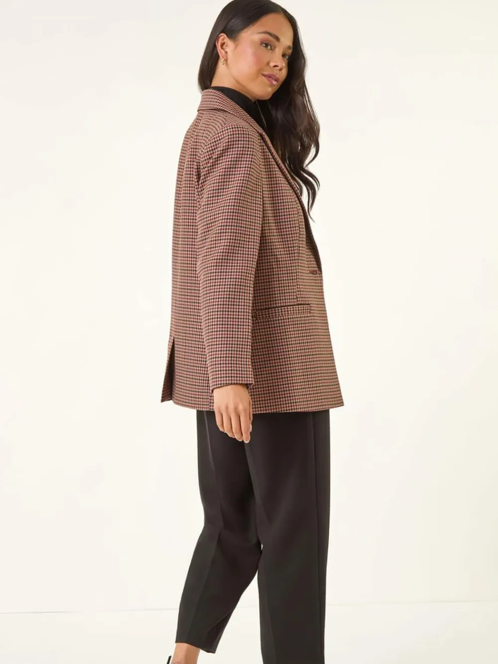 Hot Roman Natural Petite Houndstooth Blazer