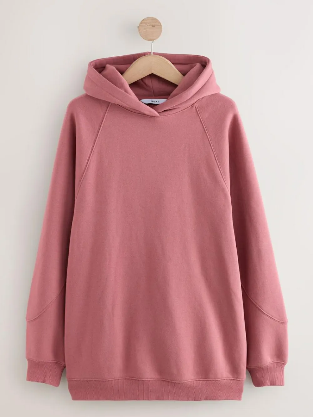 Discount Next Relaxed Fit Heavyweight Longline Hoodie Rose Pink