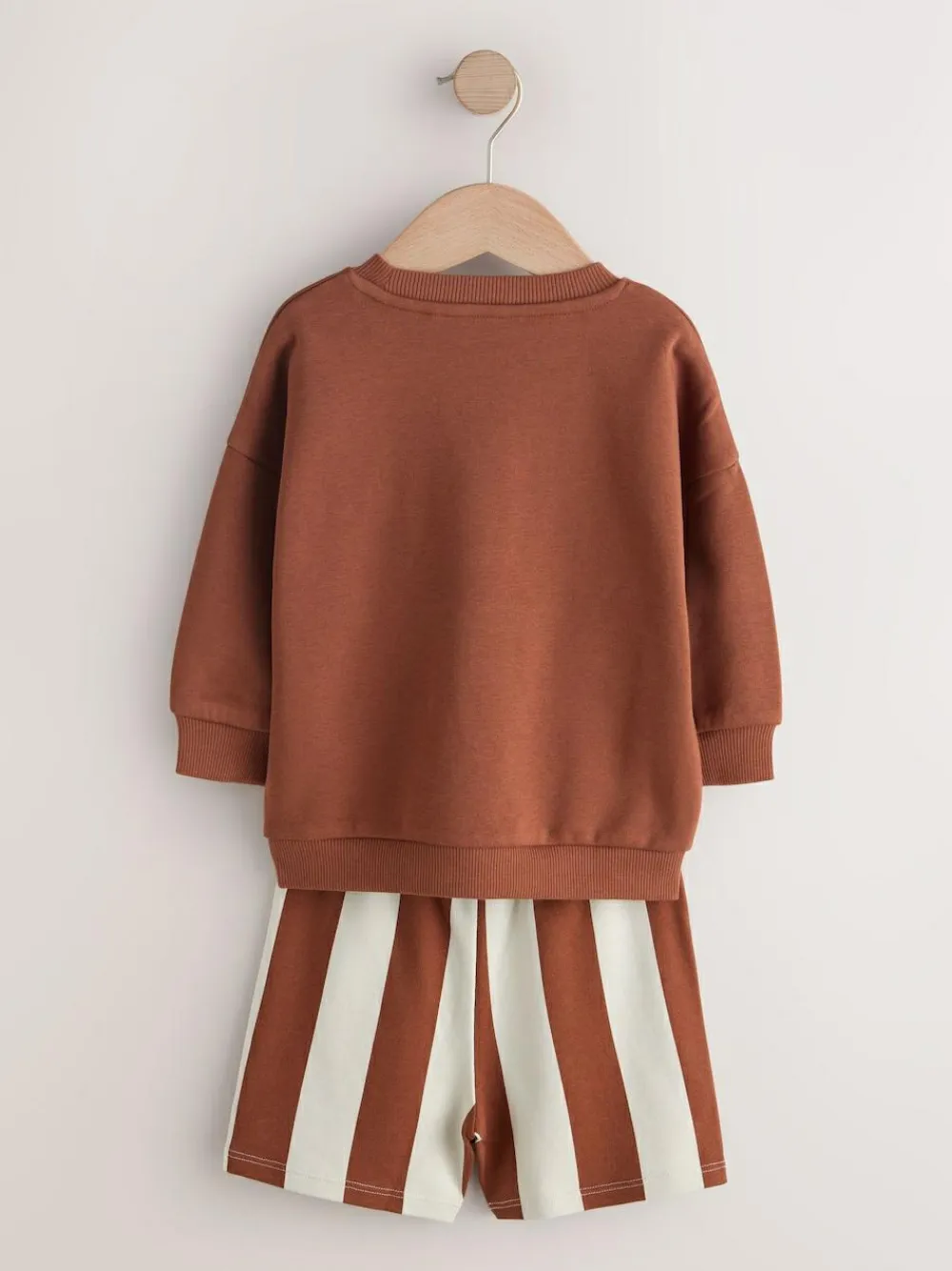 Next Rust Brown and Teal Crew Neck Sweatshirt and Shorts 2 Pack Set (3mths-7yrs)^BOY Sweatshirts & Hoodies|Sets & Outfits