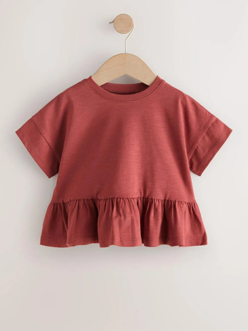 Online Next Rust Brown Short Sleeve Peplum T-Shirt (3mths-7yrs)
