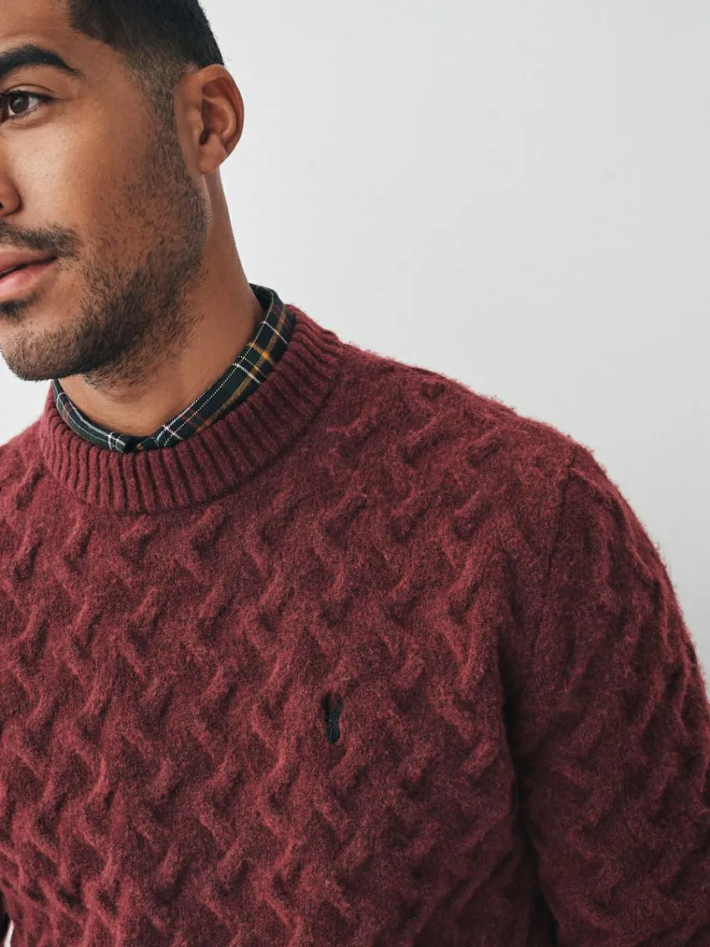 Next Rust Red Regular Fit Cosy Cable Mock Shirt Jumper^ Nightwear|Knitwear