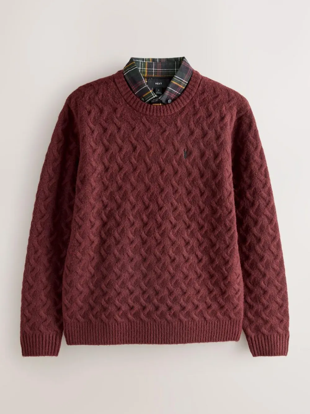 Next Rust Red Regular Fit Cosy Cable Mock Shirt Jumper^ Nightwear|Knitwear