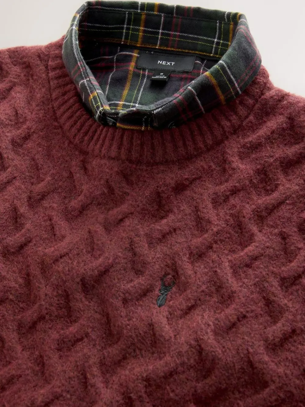 Next Rust Red Regular Fit Cosy Cable Mock Shirt Jumper^ Nightwear|Knitwear