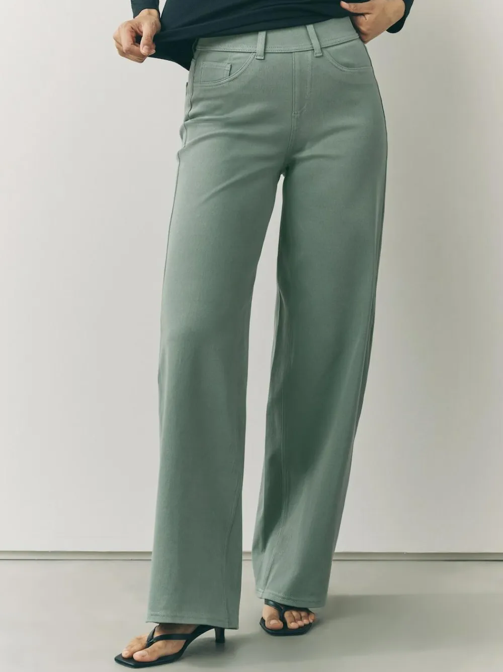 Next Jersey Denim Wide Leg Trousers^Women Jeans|Jeans