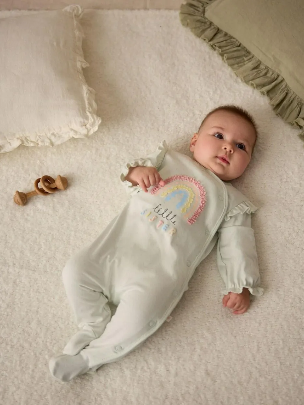 Best Next Family Baby Sleepsuit (0-2yrs) Sage Green Little Sister