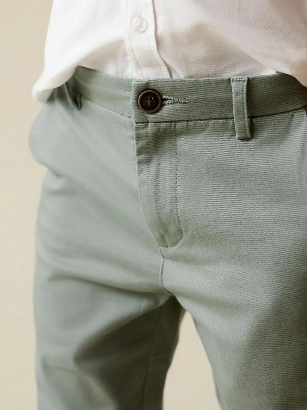 Sale Next Sage Green Skinny Fit Stretch Chino Trousers (3-17yrs)