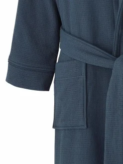 New Savile Row Company Cotton Waffle Dressing Gown With Terry Lining Blue