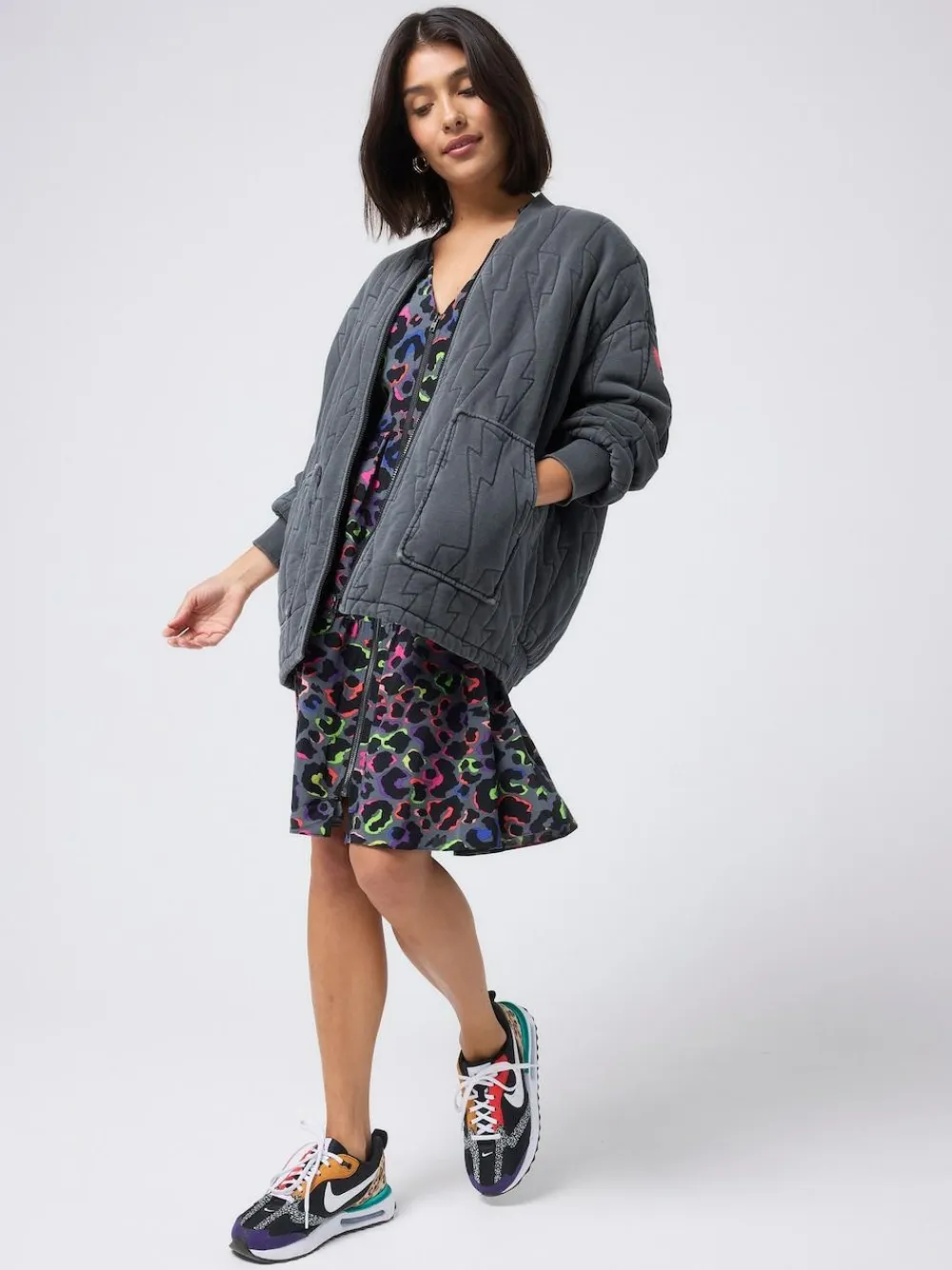 SCAMP & DUDE Black Quilted Bolt Bomber Jacket Light Washed^Women Coats & Jackets|Coats & Jackets