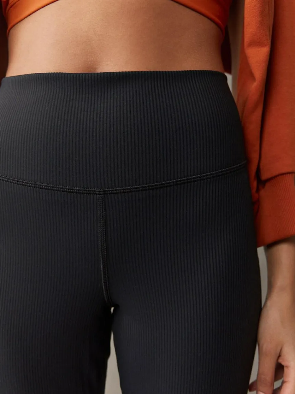 New self. Rib Wide Leggings Black