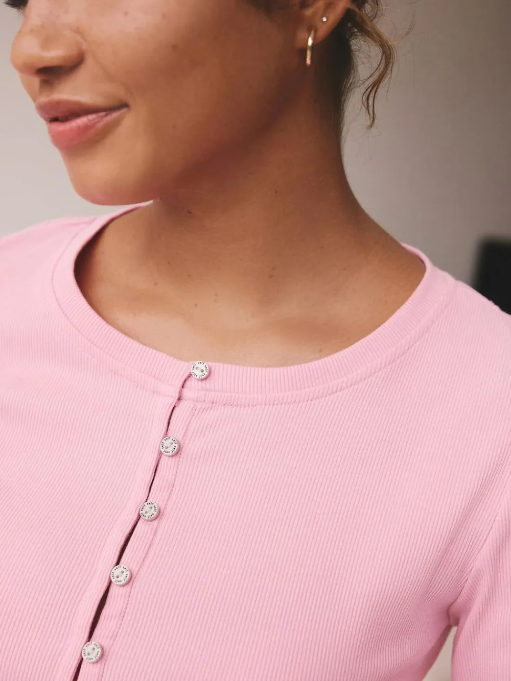Discount self. Ribbed Button Through Pyjamas Bright Pink