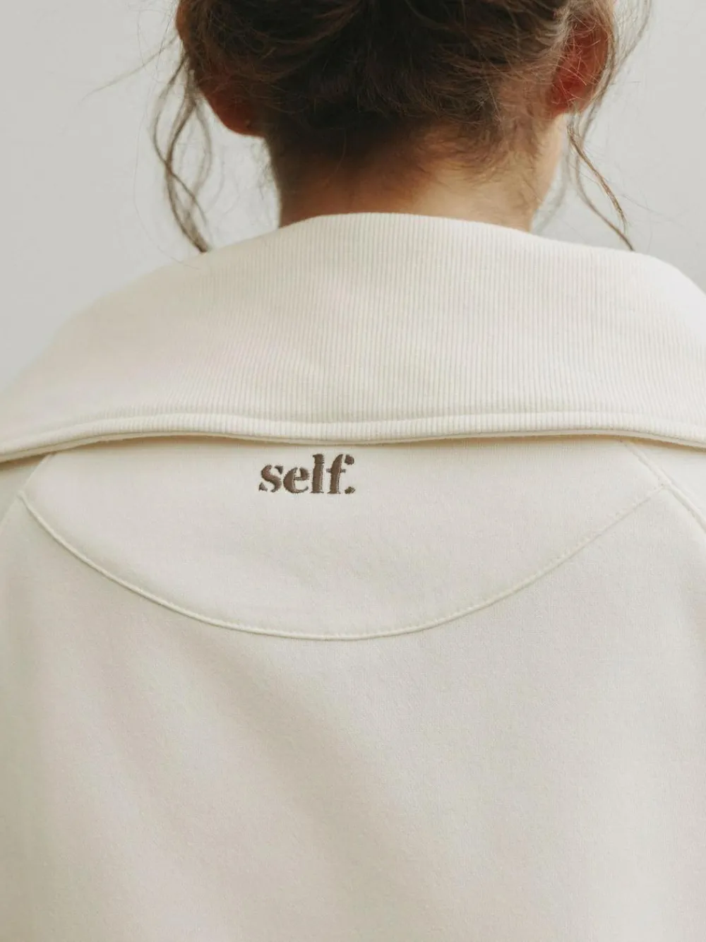 New self. Ecru Half Zip Collar Sweatshirt