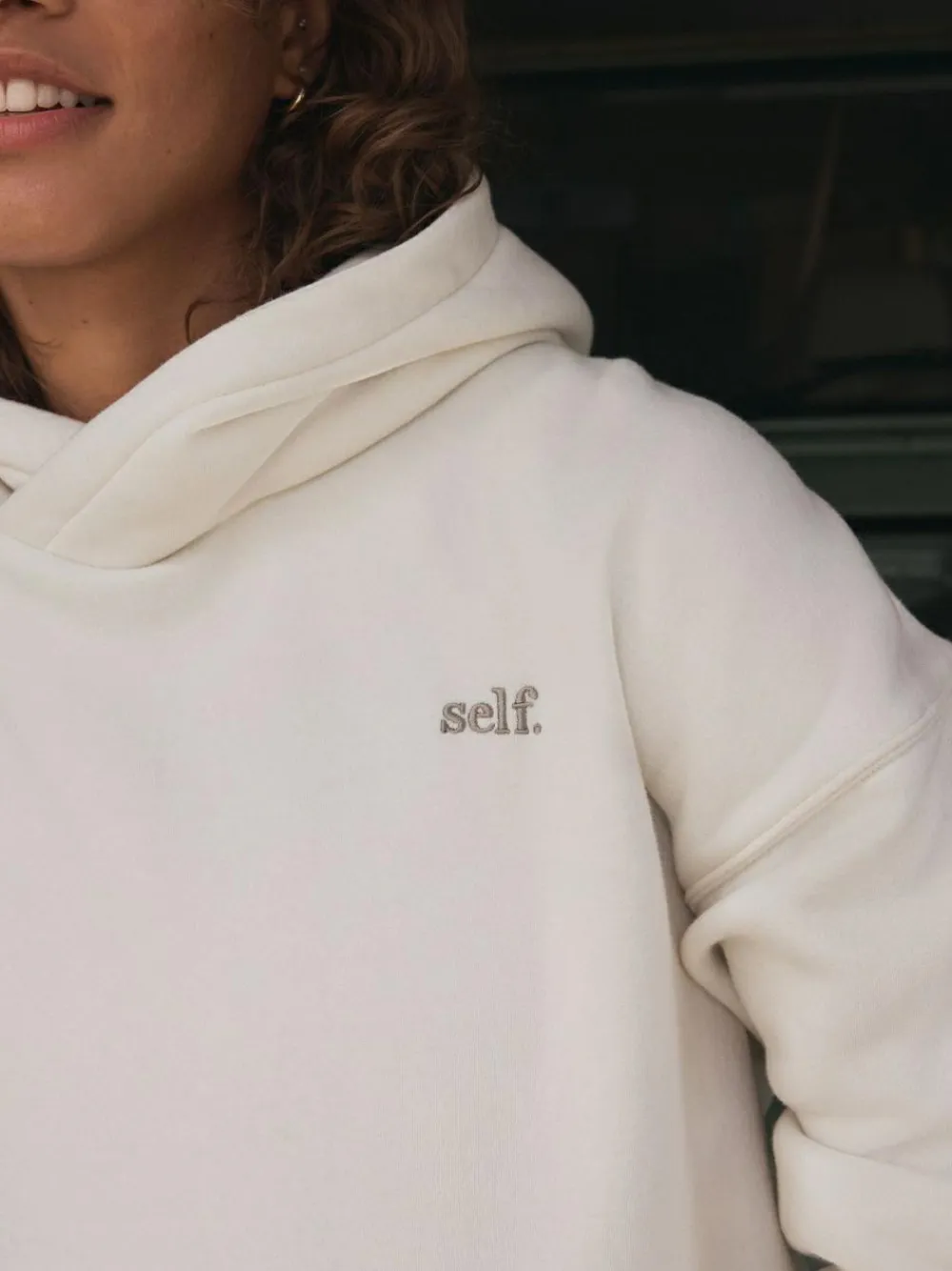 Hot self. Ecru White Hoodie