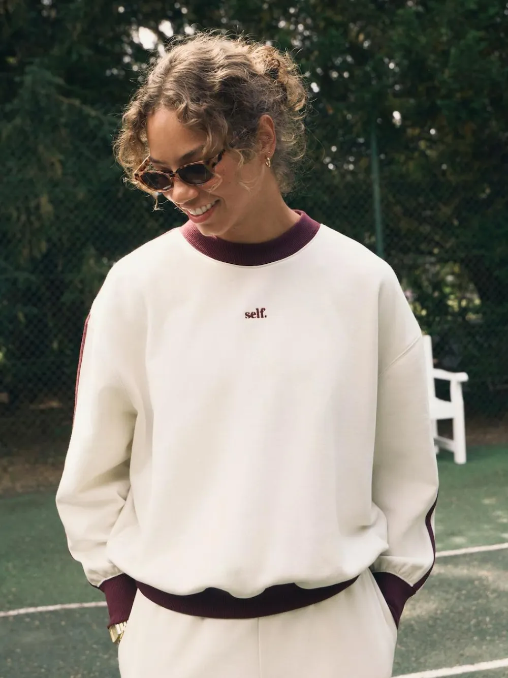 self. Ecru/BerryColourblock Sweatshirt^Women Hoodies & Sweatshirts|Loungewear