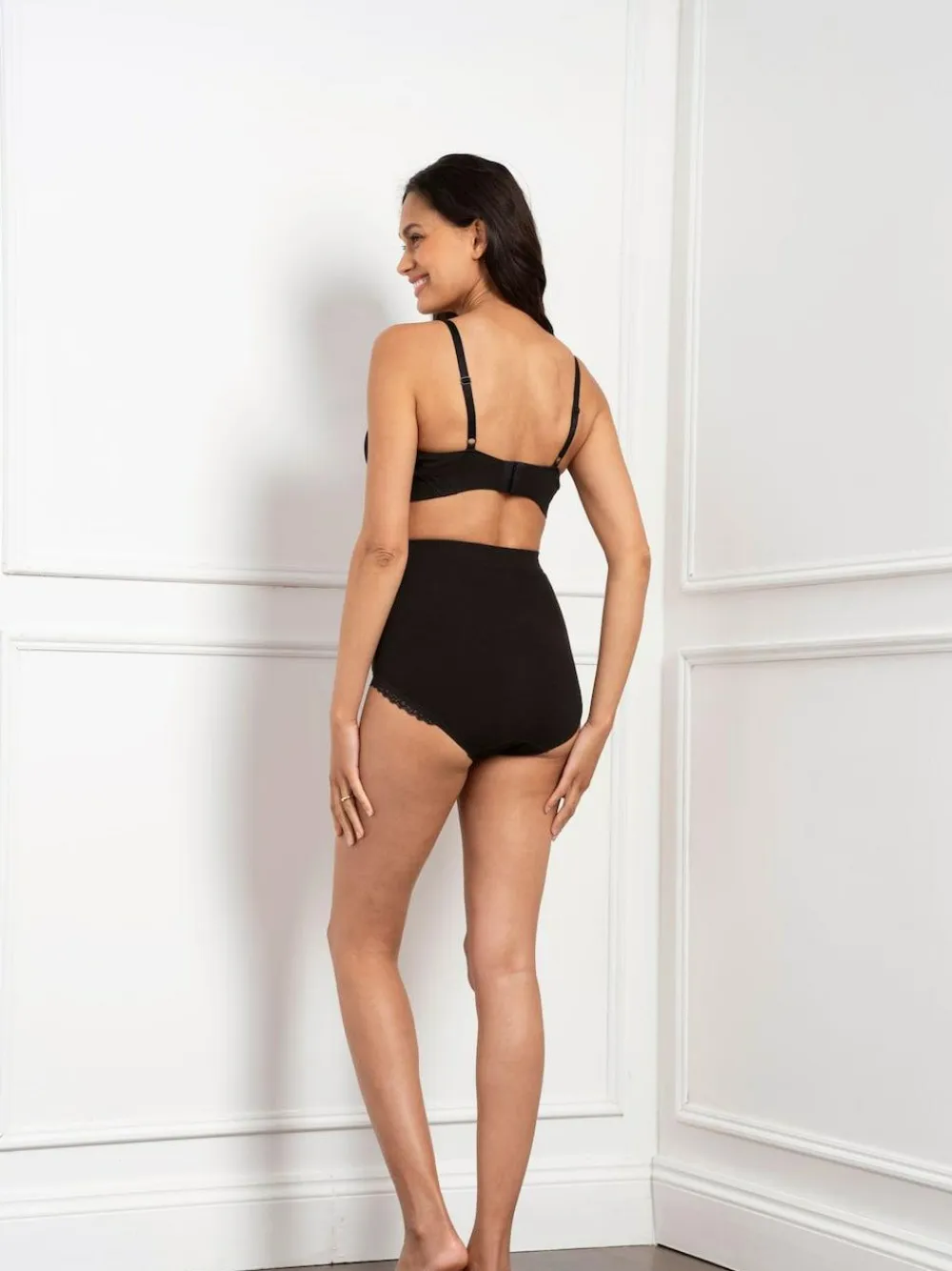 Seraphine Black Cotton Rib Jersey Maternity & Postpartum Briefs 5 Pack^Women Panties|All Lingerie