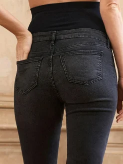 Clearance Seraphine Black Petite Premium Organic Overbump Maternity Slim-Fit Jeans