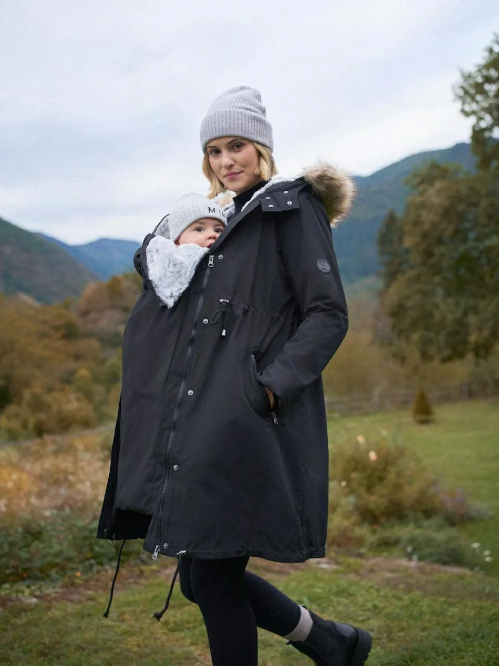 Hot Seraphine Black Premium 3 in 1 Maternity Babywearing Parka