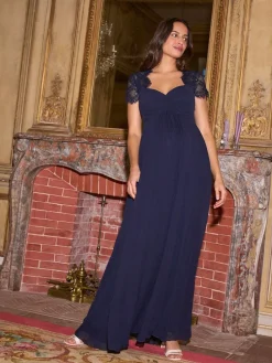 Seraphine Maternity Lace Sleeve Silk Premium Dress^Women Occasion Dresses|Occasionwear