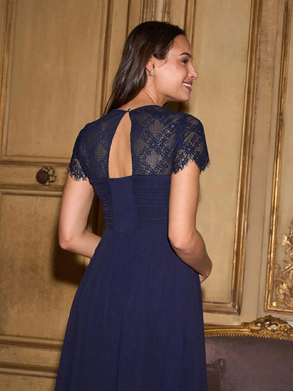Seraphine Maternity Lace Sleeve Silk Premium Dress^Women Occasion Dresses|Occasionwear
