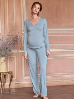 Seraphine Sage Green Maternity & Nursing Super Soft Bamboo Jersey Pyjamas 2 Piece Set^Women Pyjamas|All Night & Lounge
